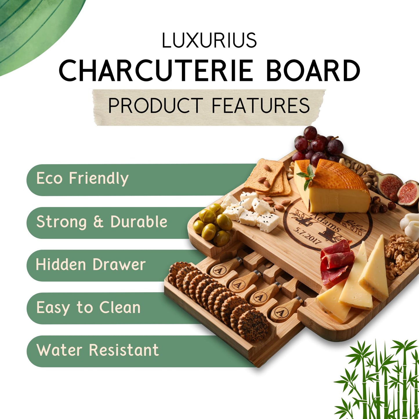 Personalized Charcuterie Boards Gift Set, Custom Engraved Cheese Board, Christmas Gifts for Mom Wedding Gifts for Couples, Bridal Shower, Birthday, Housewarming New Home Gifts for Family or Women