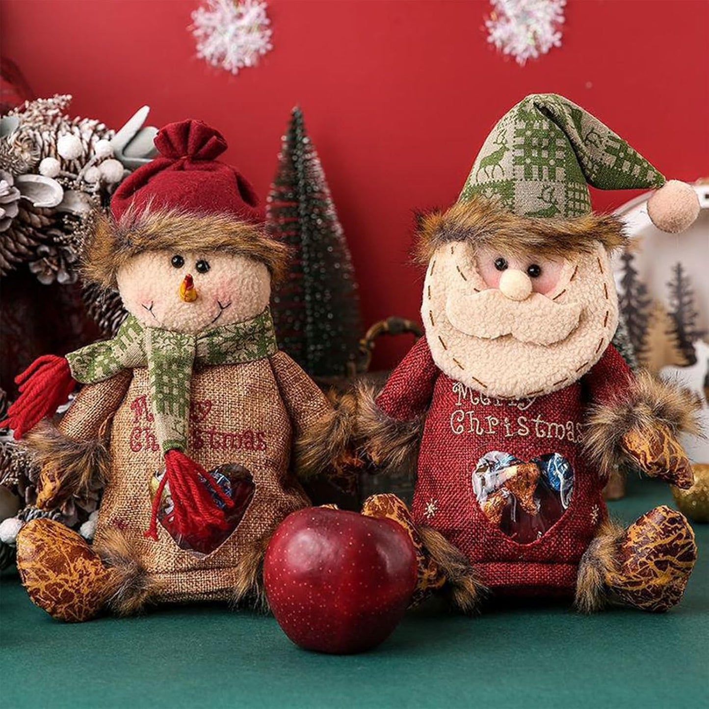 CphZnf Christmas Gift Bags Zipper Design, Christmas Gift Doll Bags, Small Christmas Gift Bags, Christmas Candy Bags, Christmas Bags With Drawstring,Christmas Gift Bags For Party And Festival (6pcs)