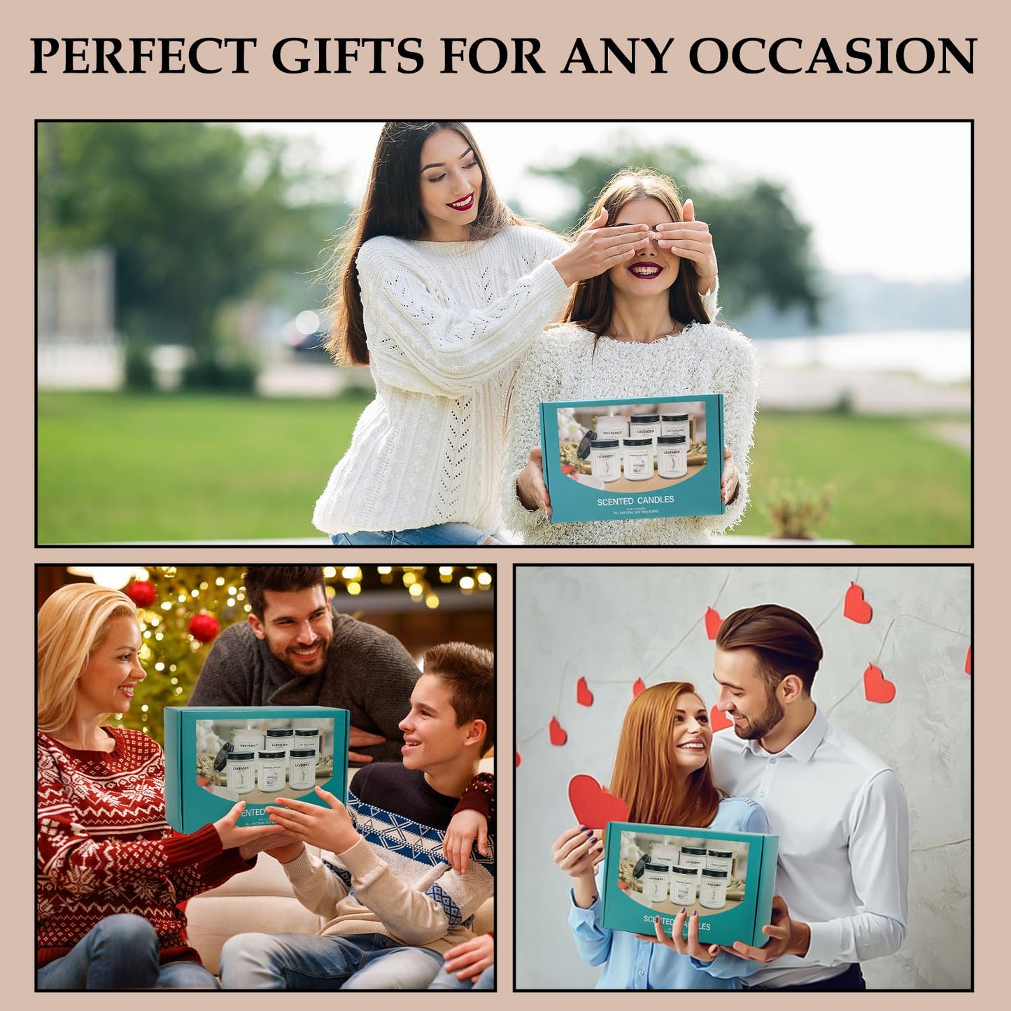 Candles for Home Scented,Lavender Candle Gifts Set,Made with Natural Soy Wax & Essential Oils, 6 Pack 42 Oz Candles Gifts for Women, Ideal for Birthday, Valentine's Day, Thanksgiving