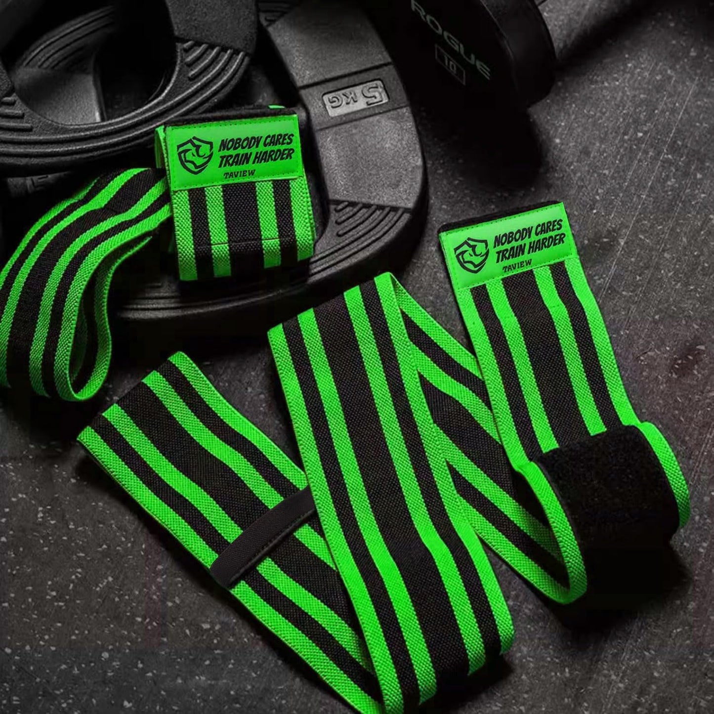 TAVIEW Elbow Wraps for Weightlifting (1 Pair), 47" Elastic Elbow Support & Compression Powerlifting, Fitness, Cross Training & Gym Workout, Elbow Straps Weight Lifting (47" elbow wraps (Green&Black))