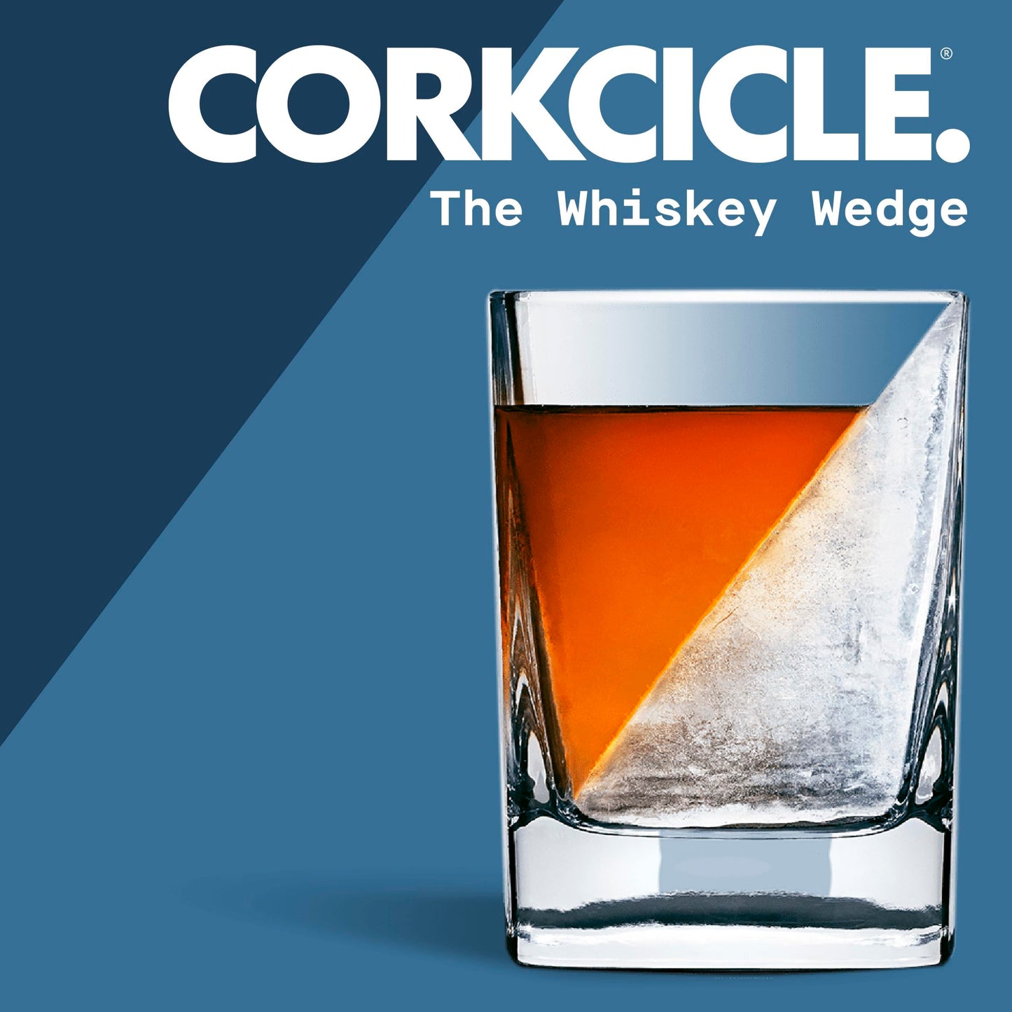 Corkcicle Whiskey Wedge - Premium Old Fashioned Glass with Silicone Ice Mold - For Bourbon, Scotch, & Spirits - Great Gift for Dad - Perfect for the Holidays - 9 oz