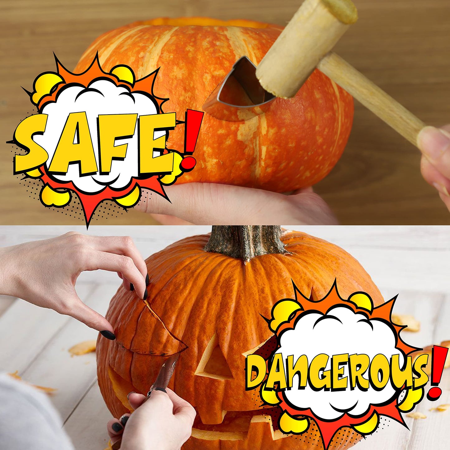 31PCS Pumpkin Carving Kit for Kids - Pumpkin Carving Tools Included Stainless Stencils with LED Candle Lights Halloween Decorations (Mallet Not Included)