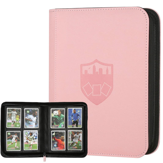 Trading Card Binder 4 Pocket, GERMUN PU Cover Card Binder for 160 Cards, Premium Trading Card Holder Folders, Double Sided Pocket Card Album for MTG, TCG (Pink)