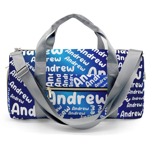 Personalized Sports Gym Bag Weekender Overnight Bags Blue Gradient Customized Travel Duffel Bag with Name Waterproof Luggage Bag for Women