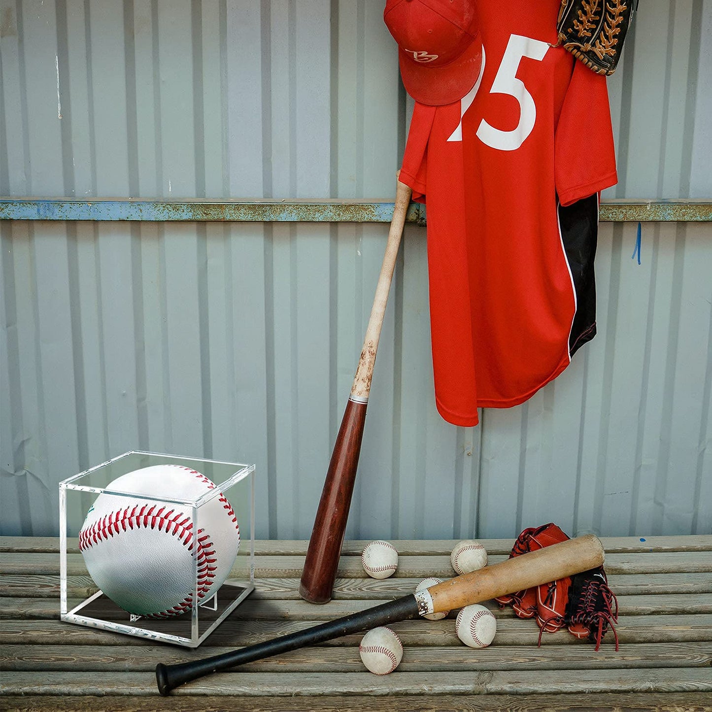 4 Pack Baseball Display Case UV Protected Acrylic Clear Baseball Holder Square Cube Ball Protector Memorabilia Autograph Display Box for Official Size Baseball, Clear