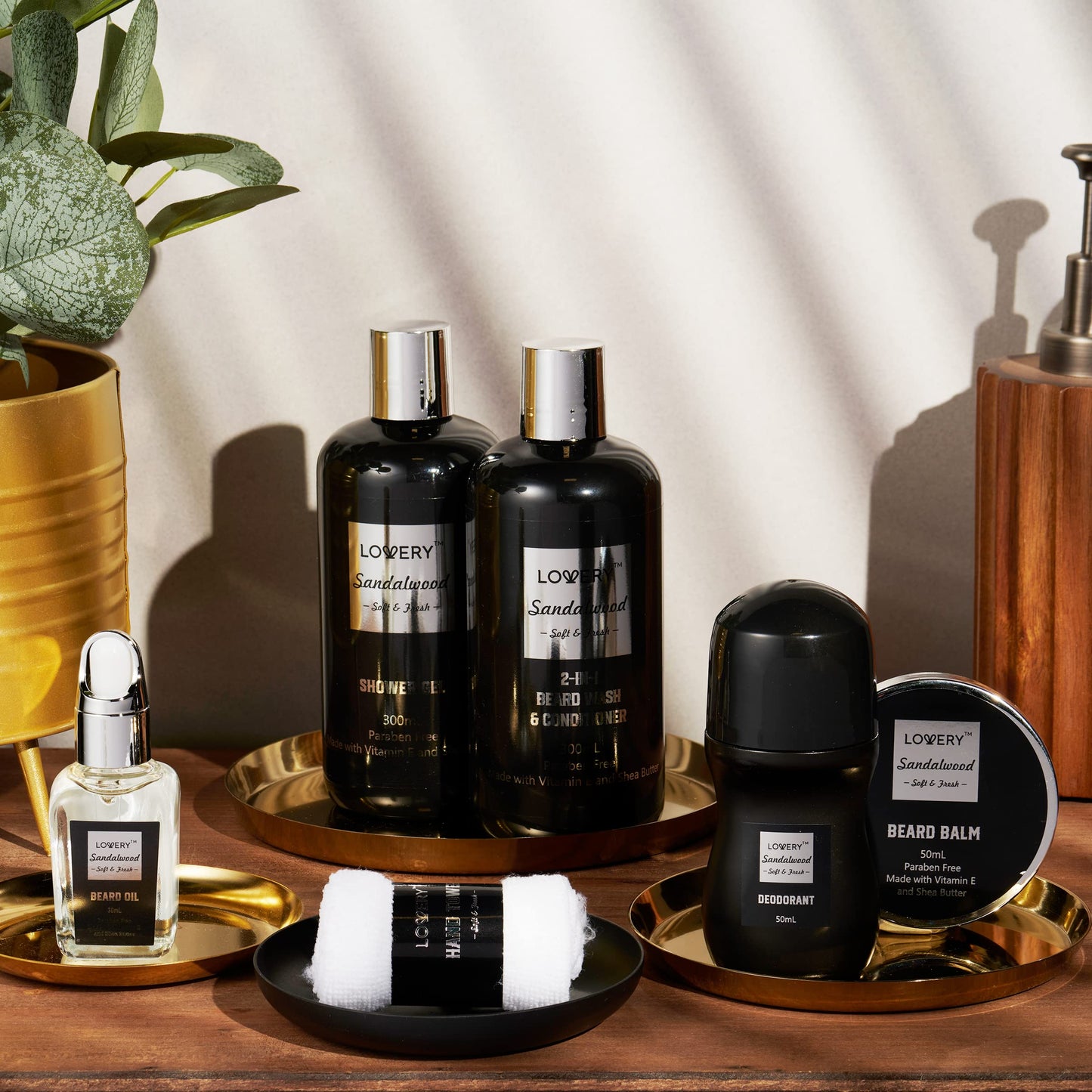 Beard Kit and Body Care Gifts for Men, Fathers Day Gifts for Dad Sandalwood Spa Gift Baskets, Mens Bath and Beard Grooming Kit, Birthday Gifts for Him with Beard Balm, Growth Oil, Deodorant and More