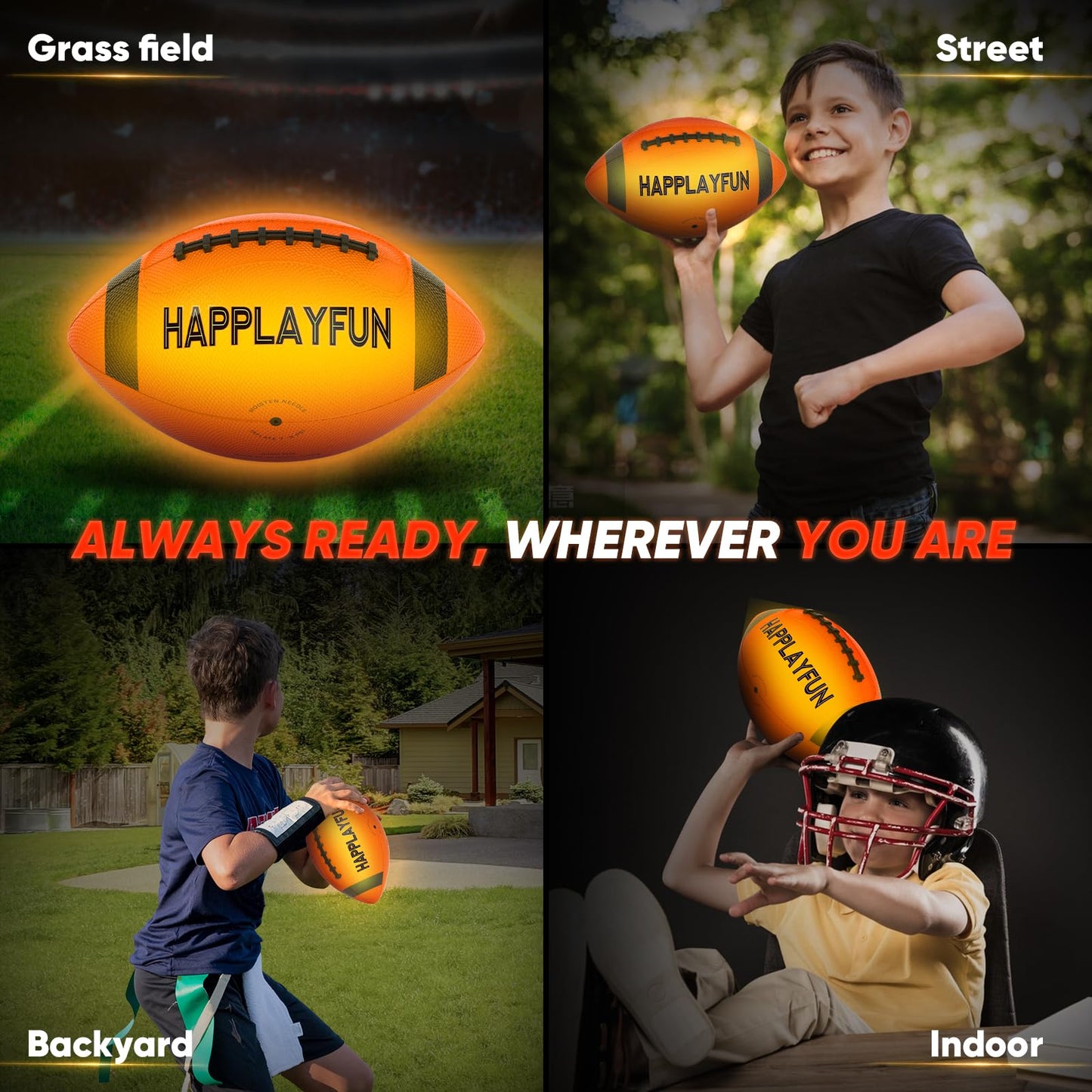 Light Up Football Gifts for Boys 8-12: LED Youth Glow in the Dark Footballs Size 6 Kids Games Cool Toys 8-13, Sports and Outdoor Birthday Gifts for 6 7 9 10 11 12 13 Year Old Boy Girl Teens