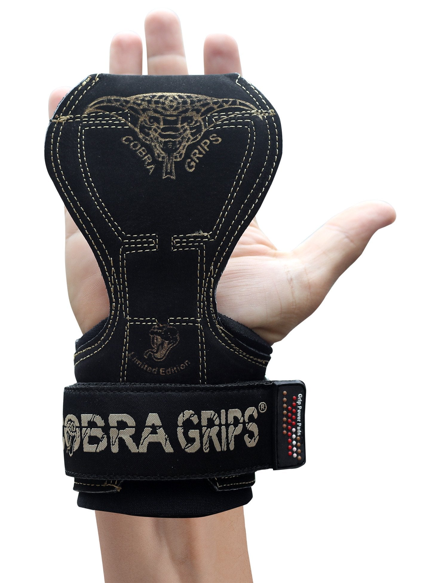 Cobra Grips PRO Weight Lifting Gloves Heavy Duty Straps Alternative to Power Lifting Hooks for Deadlifts with Built in Adjustable Neoprene Padded Wrist Wrap Support Bodybuilding (PRO Black Leather)