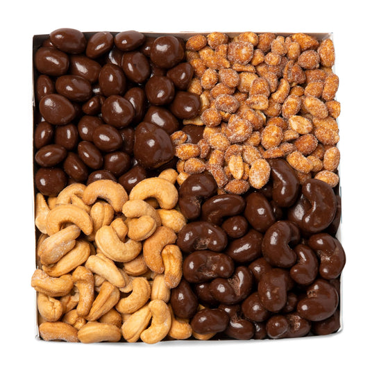 Nuts.com – Sweet and Salty Gift Tray for Summer and Festive Gifts — Healthy Snack Sampler Box, 1.25 Lbs of Roasted Cashews, Peanuts, Chocolate-Covered Raisins
