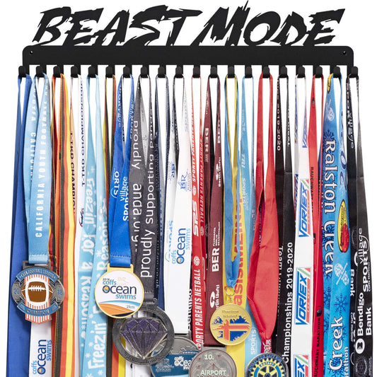 Lapetale Fashion Beast Mode Sports Race Medal Holder Hanger Display Rack Award Ribbon Organizer for Race,Running,Soccer,Gymnastic,Wrestling,Upgraded Extension Hooks Easy Install Easy to Use