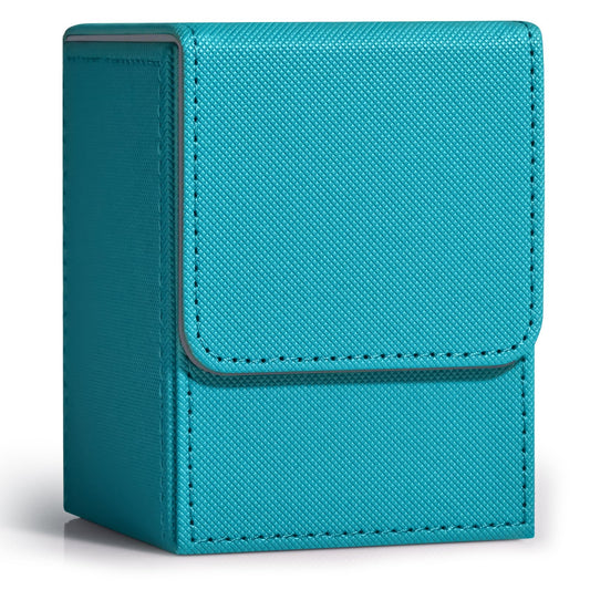 ZLCA Card Deck Box for Trading Cards, MTG YuGiOh Deck Case Holds 100+ Single Sleeved Cards, PU Leather Magnetic Card Storage Box Fits for TCG CCG Magic Game Cards (Turquoise)