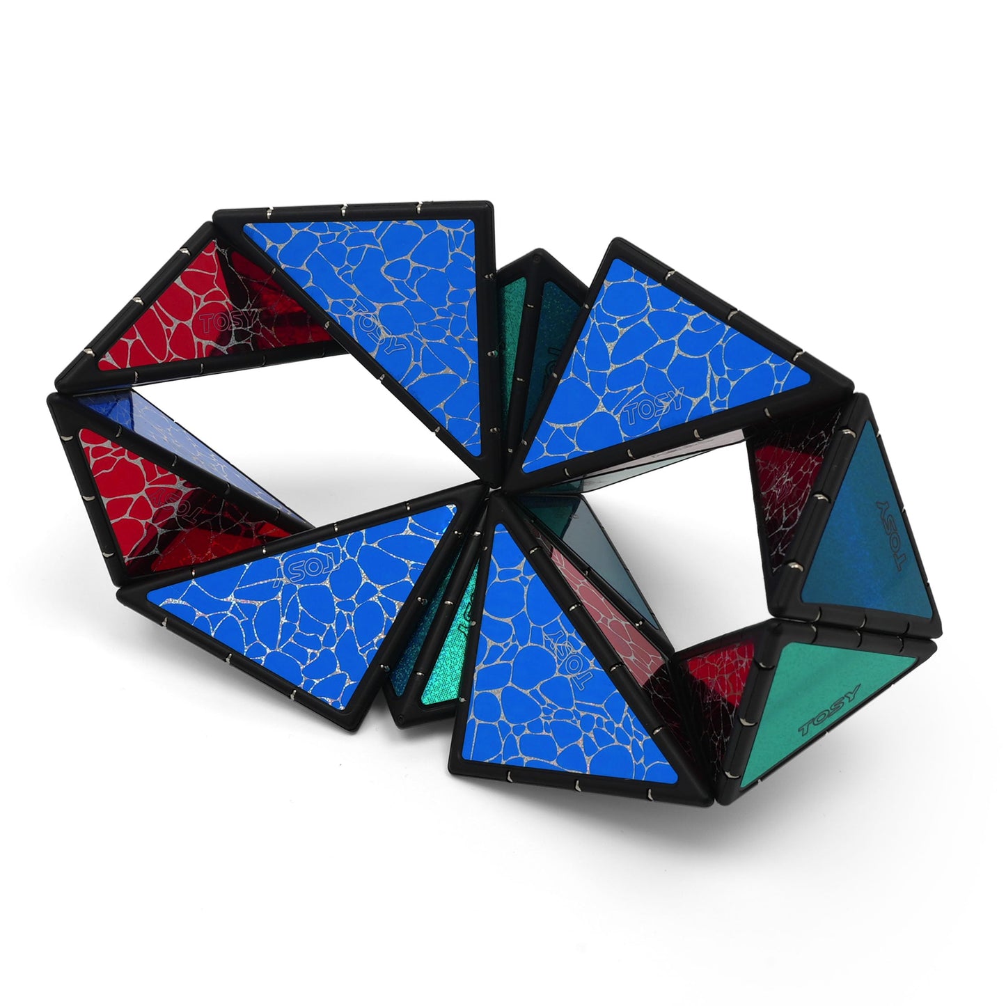 TOSY Magnet Pyramid Stone - 1 Cube Transforms into 1 Billion Shapes, 14 pcs (12 Puzzle pcs and 2 Accessories), 243 Rare Earth Magnets, Holographic Design Magnet Tiles Creative Puzzle STEM/STEAM Toy