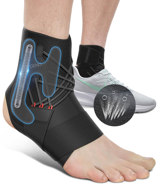 Fit Geno Ankle Brace for Sprained Ankle: Quick Release Ankle Support for Men Women Adjustable Breathable Foot Brace Ankle Stabilizer for Sport Basketball Volleyball Plantar Fasciitis (XL/XXL Right)