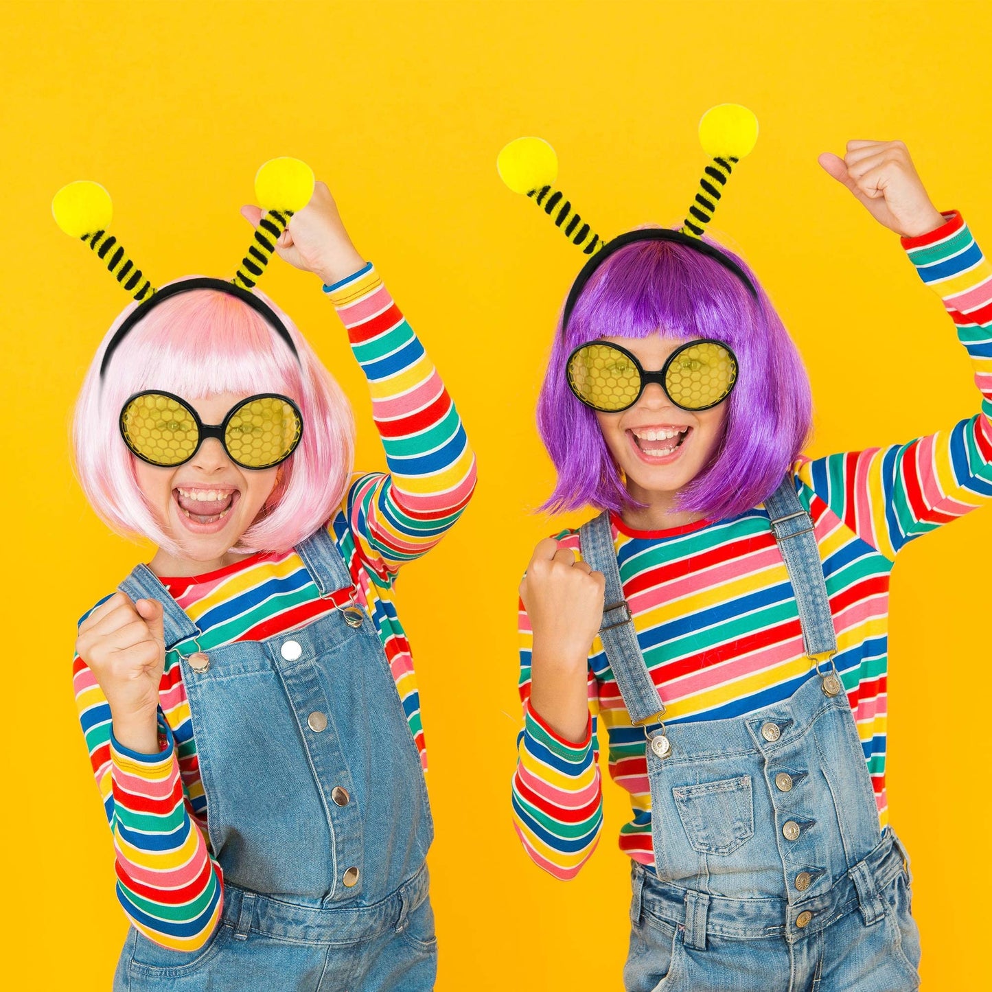 Trounistro 30 Pack Bee Antenna Headband and Glasses Set Bumblebee Headband with Bee Sunglasses Bee Costume Accessories for Birthday Halloween Dress up Yellow