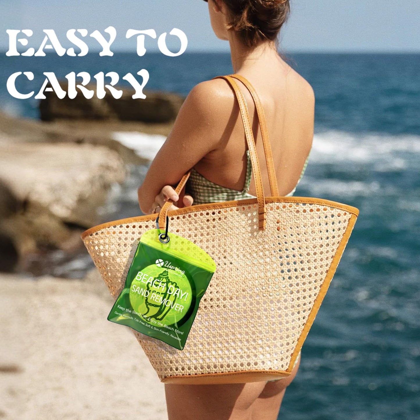 Uspring Sand Remover for Beach, Sandscreen Sand Remover Beach Essentials, Sand Removal Bag, Beach Accessories, Vacation Essentials, Beach Must Haves, Free of Talc and Fragrance, Gifts for Women