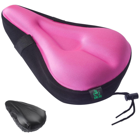 Zacro Bike Seat Cushion, Comfortable Gel Padded Bike Seat Cover, Adjustable Bicycle Cover for Men & Women, Compatible with Stationary Exercise, Mountain and Road Bicycle Seats