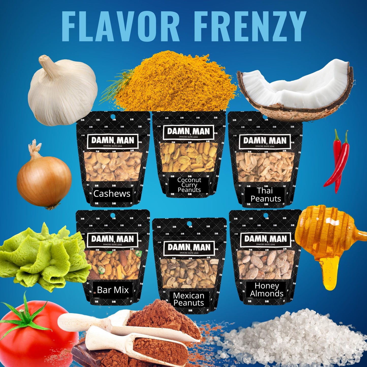 Gourmet Nut Gift Box for Men - 6 Unique Handcrafted Snacks, Ideal Gift for Dad, Birthday, or a Bold Snack Adventure