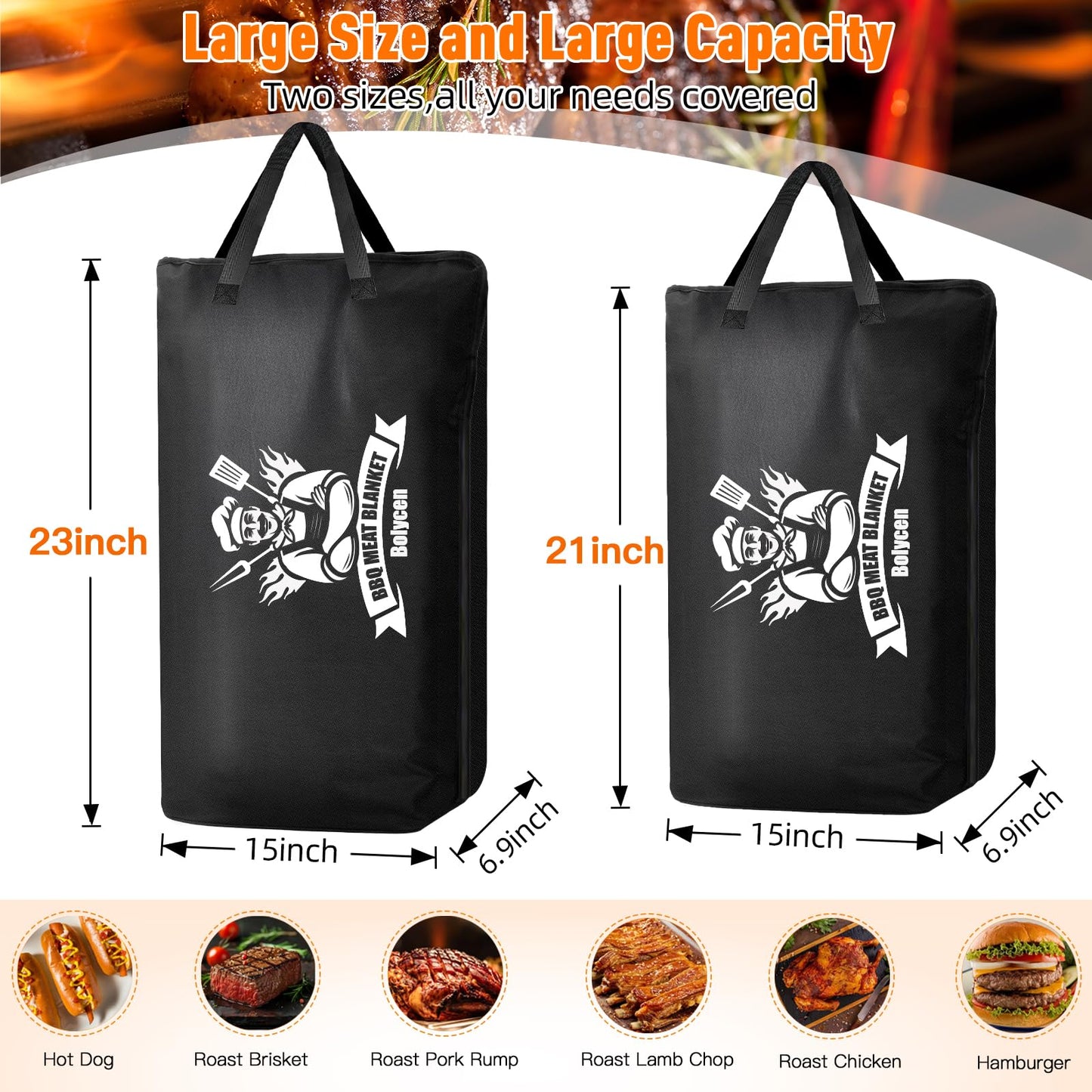 Upgraded BBQ Blanket for Resting Meat,Smoker Accessories Brisket Blanket, Insulated Meat Resting Bag with Wide Mouth for Steaks/Pork Shoulders/Turkeys, BBQ Accessories Grilling Gifts for Men (21inch)