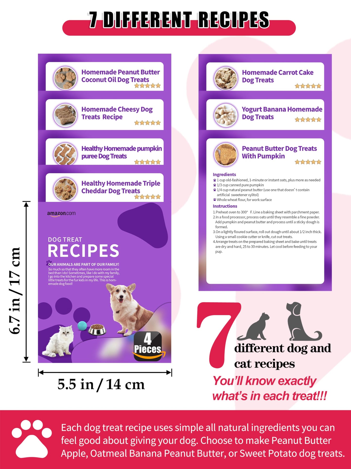 RUGVOMWM Homemade Silicone Dog Treat Molds - Dog Treat Cookie Cutters - Dog Treat Recipes Card, Food Grade Silicone Molds for Candy and Dog Ice Cubs - Set of 15