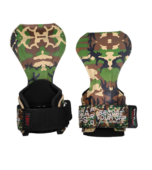 Cobra Grips PRO Weight Lifting Gloves Heavy Duty Straps Alternative Power Lifting Hooks Best for Deadlifts Adjustable Neoprene Padded Wrist Wraps Support Bodybuilding (PRO Green CAMO Rubber)