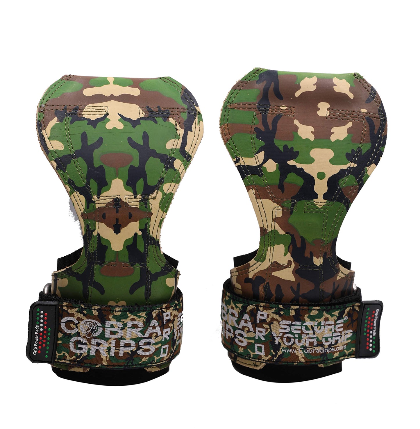 Cobra Grips PRO Weight Lifting Gloves Heavy Duty Straps Alternative Power Lifting Hooks Best for Deadlifts Adjustable Neoprene Padded Wrist Wraps Support Bodybuilding (PRO Green CAMO Rubber)