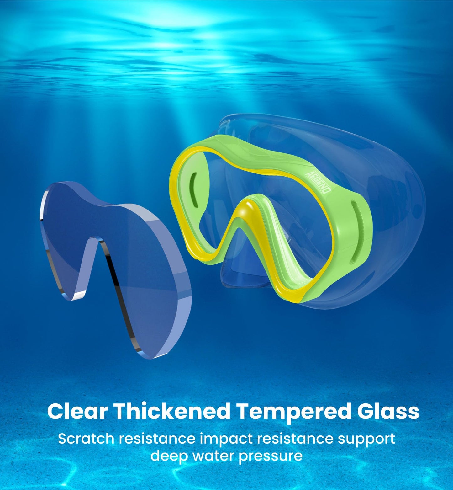 Aegend 2 Pack Kids Snorkel Goggles - Knitted Strap - Swim Goggles with Nose Cover for 3-12, Green-yellow & Black-yellow