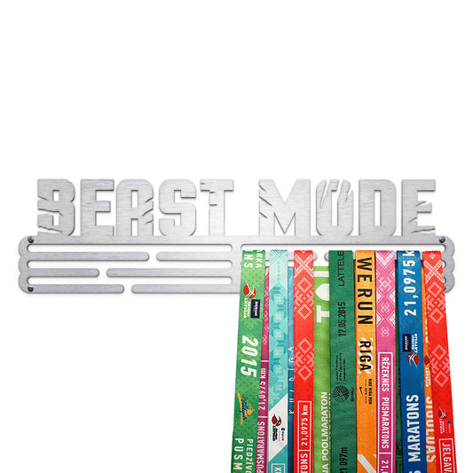 Sports Medal Hanger Display Race BEAST MODE | Brushed steel Race Medal Holder Awards Wall Mount | Running Marathon Race Medal Display for Wall | Steel medal holder for wall holds up to 48 Medals