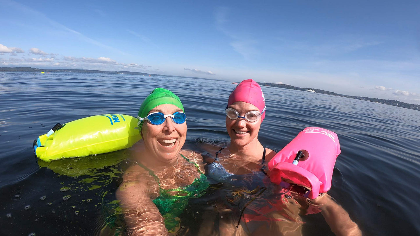 New Wave Swim Buoy - Swim Safety Float and Drybag for Open Water Swimmers, Triathletes, Kayakers and Snorkelers, Highly Visible Buoy Float for Safe Swim Training (15 Liter - Medium)