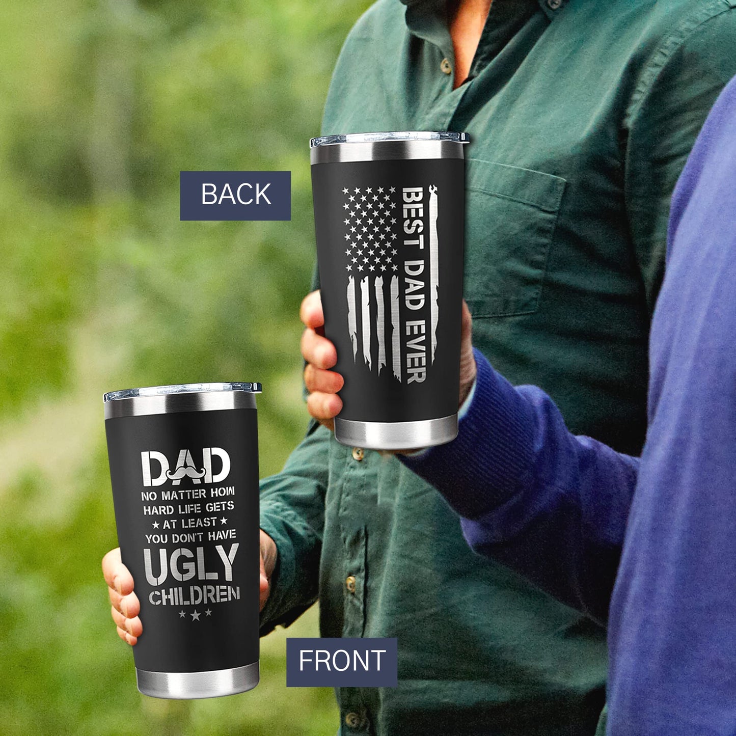 KATLADIZ Gifts for Dad from Daughter, Son - Fathers Day Gift for Dad - Birthday, Father's Day, Christmas Gifts for Dads - New Papa Daddy Stepdad Ideas for Men - 20 Oz Stainless Steel 2-sided Tumbler