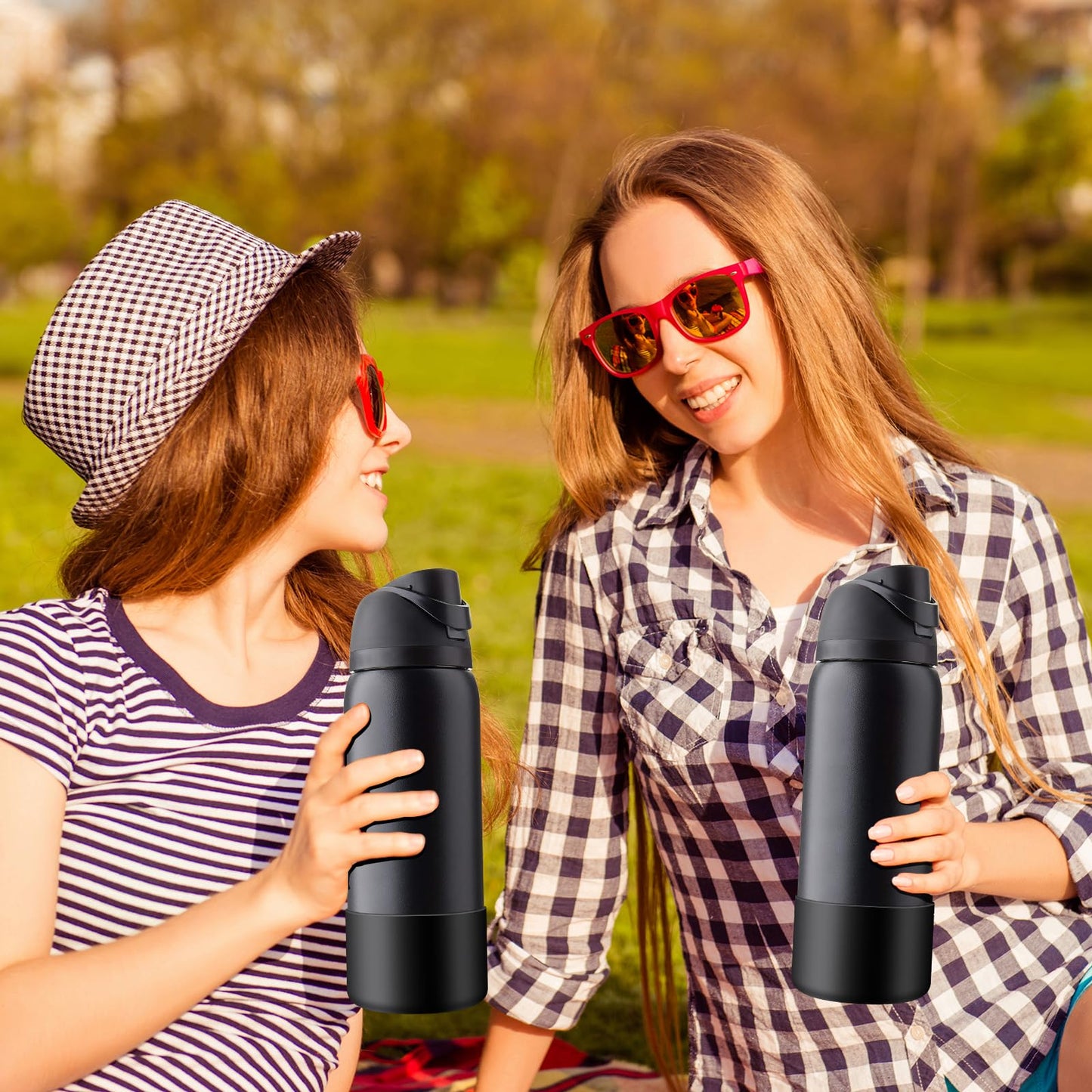 Comheral 2PCS Silicone Water Bottle Boot for Owala 40oz, Anti-Slip Protective Sleeve Bottom Bumper for FreeSip, Twist, and Flip Stainless Steel Bottles, Dishwasher Safe and BPA Free(Black)