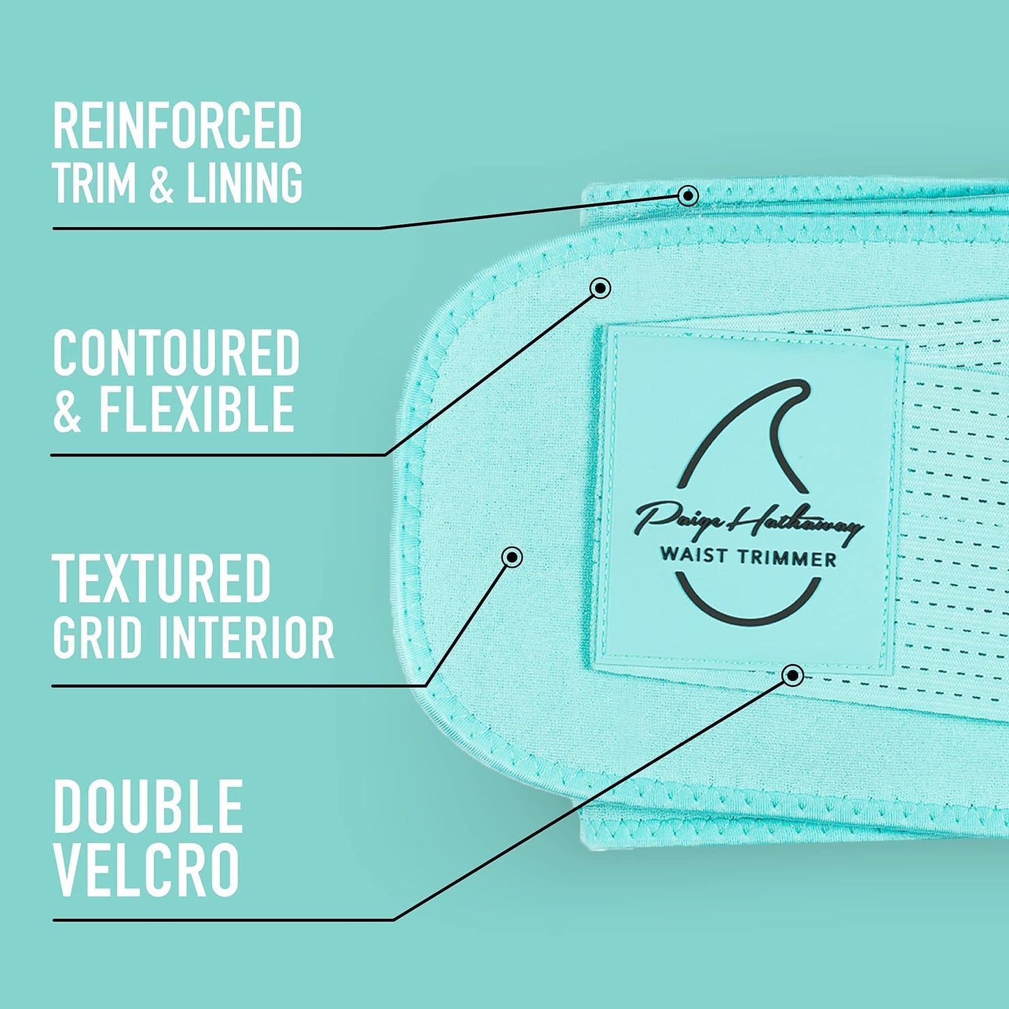 Sports Research Sweet Sweat 'Pro-Series' Waist Trimmer (Paige Hathaway Edition) with Adjustable Velcro Straps (Blue, XS-S)