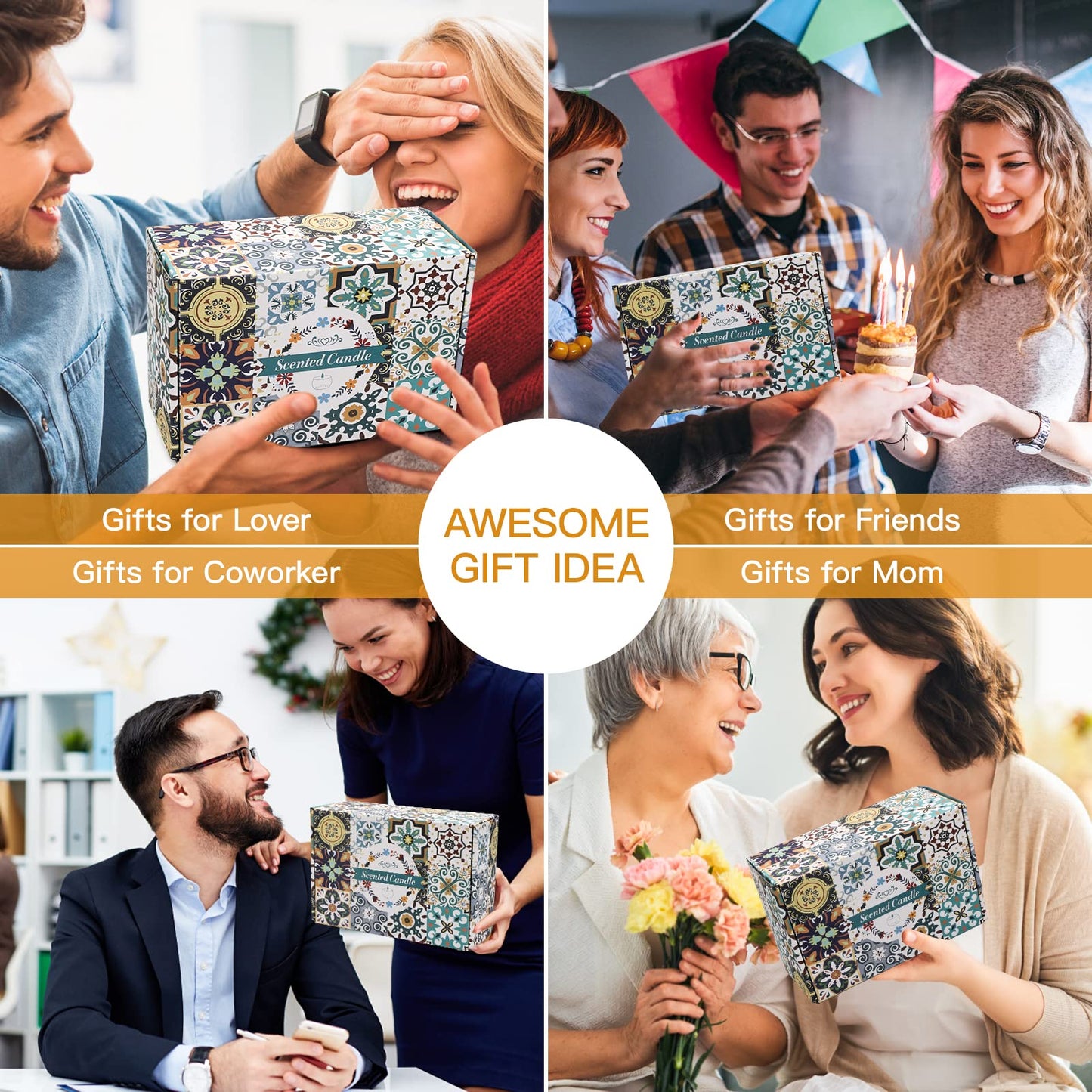 Scented Candles Gift Set,10 Pack Candles for Home Scented,250 Hour Long Lasting Soy Candle with Two Coasters, Birthday Gifts for Women, Aromatherapy Candle for Stress Relief, Relaxation, Bath, Yoga