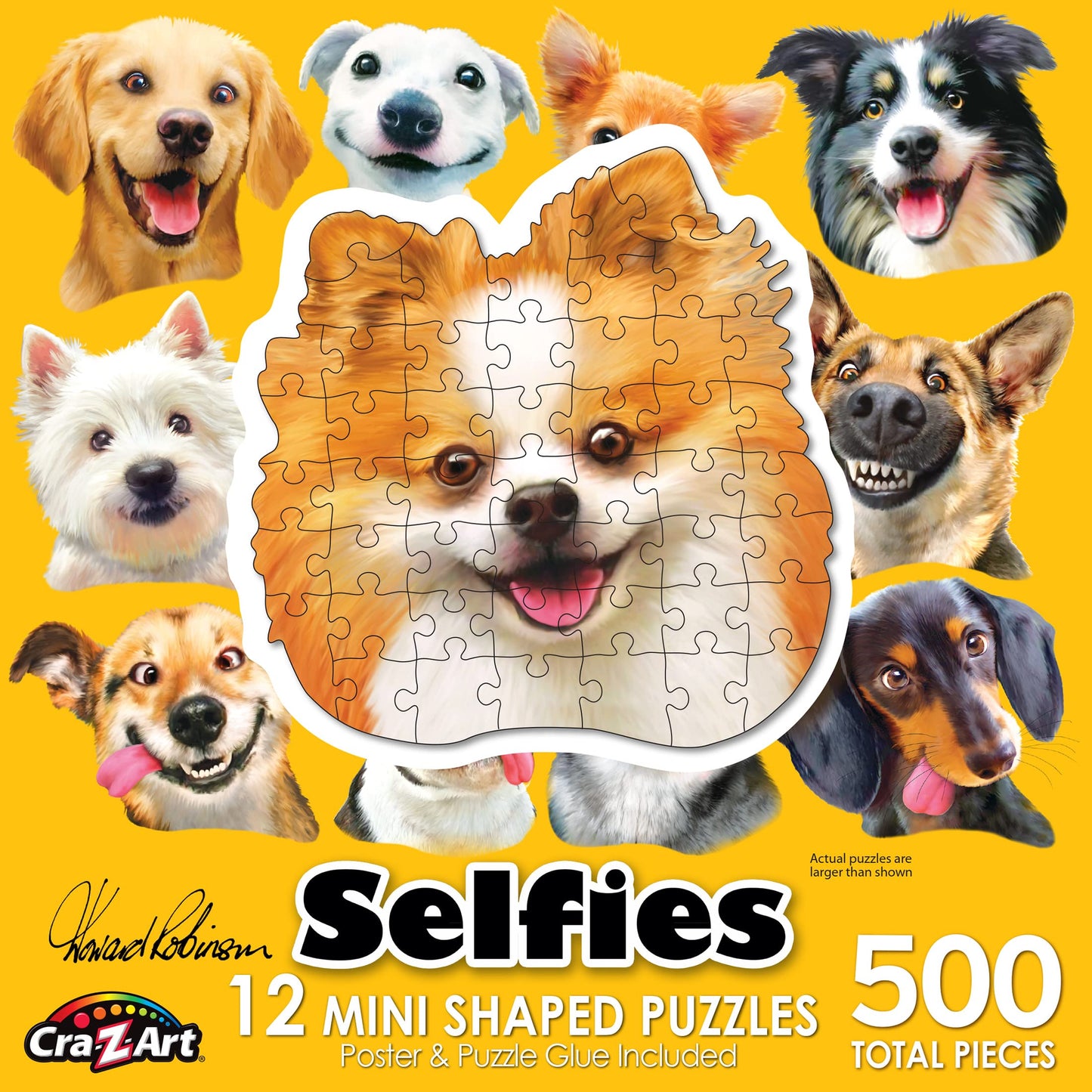 RoseArt - Mini-Shaped - Dog Selfies - 500 Piece Jigsaw Puzzle for Adults