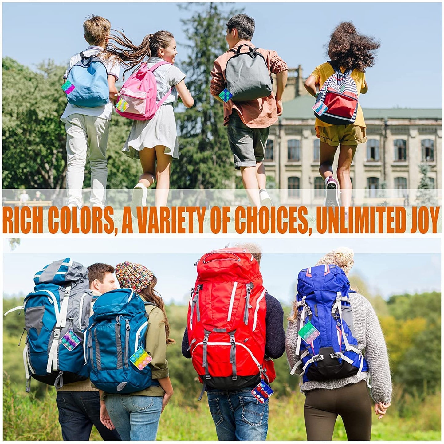 100Pcs Random Color Mini Pop Keychain Fidget Toy Push Bubble Pop Silicone Squeeze Sensory Toys Make Fun for Kids Anxiety Stress Reliever for Adults