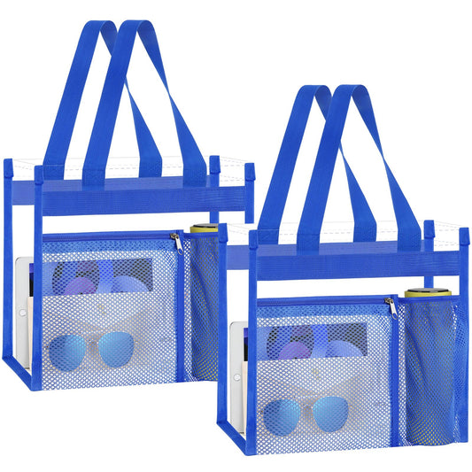 NATURAL STYLE 2-PACK Clear Bag Stadium Approved, Multifunction Clear Tote Bag for Travel Festival Work Sports Events Concerts Games (Blue)