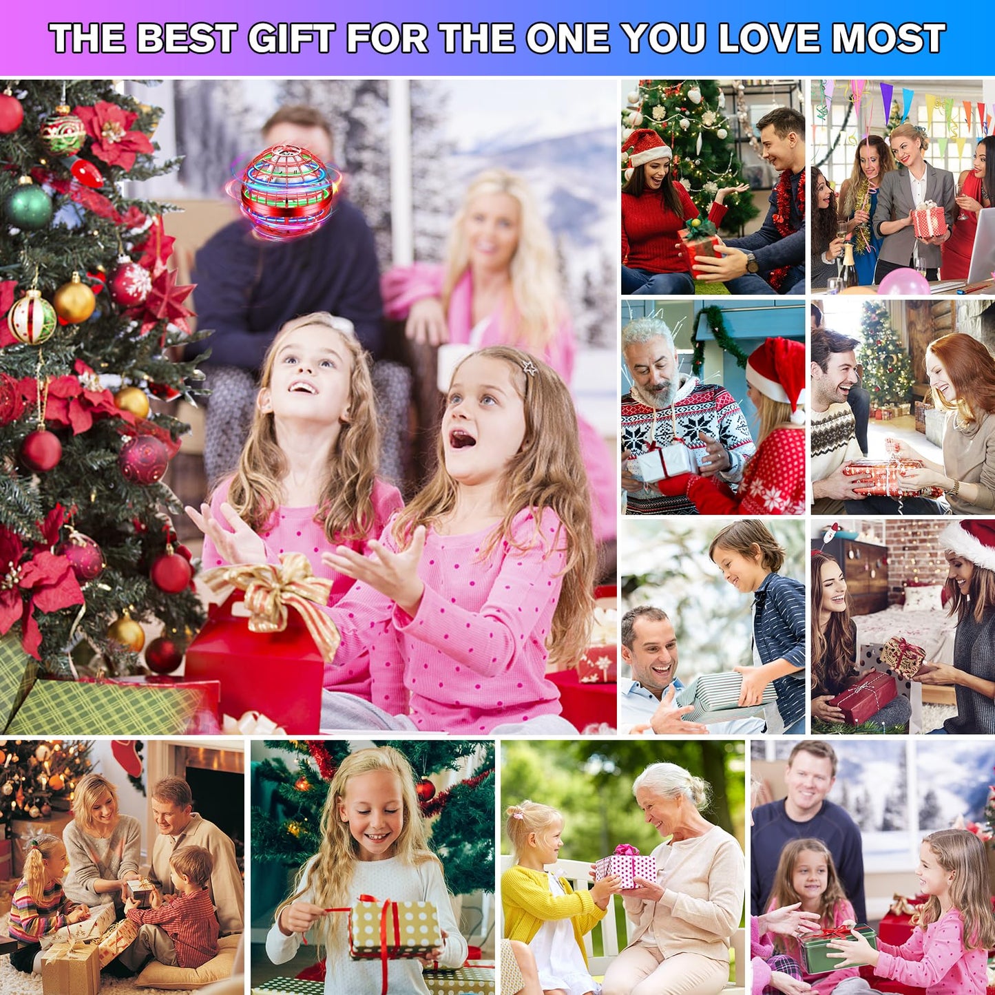 Flying Orb Ball,Galactic Fidget Spinner Hover Ball,Flying Spinner Mini Drone Toy,Hand Controlled Boomerang Hover Ball,Cool Toys Birthday for Kids Adult Indoor Outdoor Toys(Red)