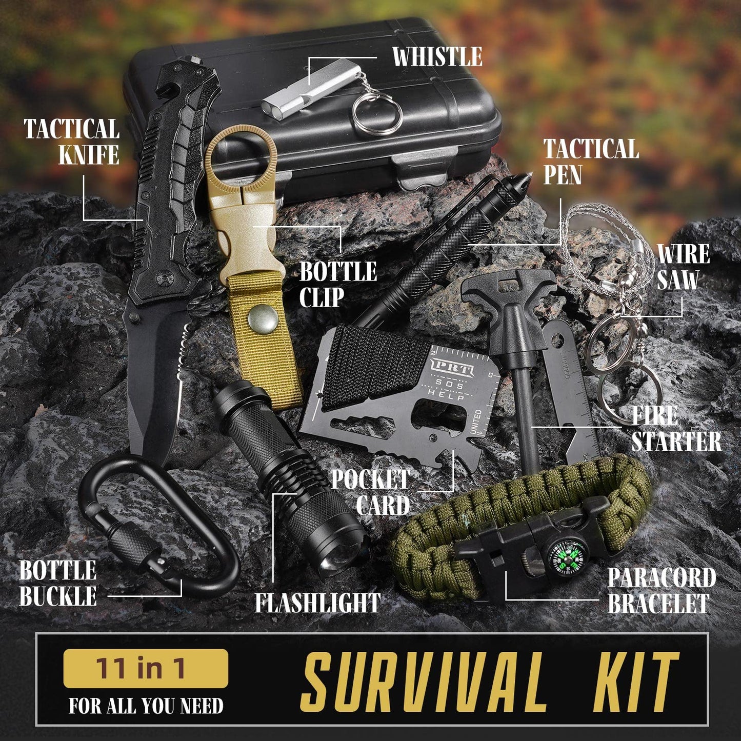 Gifts for Men Husband Dad Christmas, Survival Kit, Emergency Survival Gear and Equipment 14 in 1, Stocking Stuffers Birthday Gifts for Him Boyfriend, Hunting Fishing Camping Accessories, Cool Gadget
