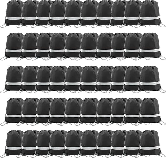 BeeGreen Drawstring Backpack Bags 20,30,50 Packs Reflective String Bags for Gym Sport Trip Cinch Sack DIY for Women Men