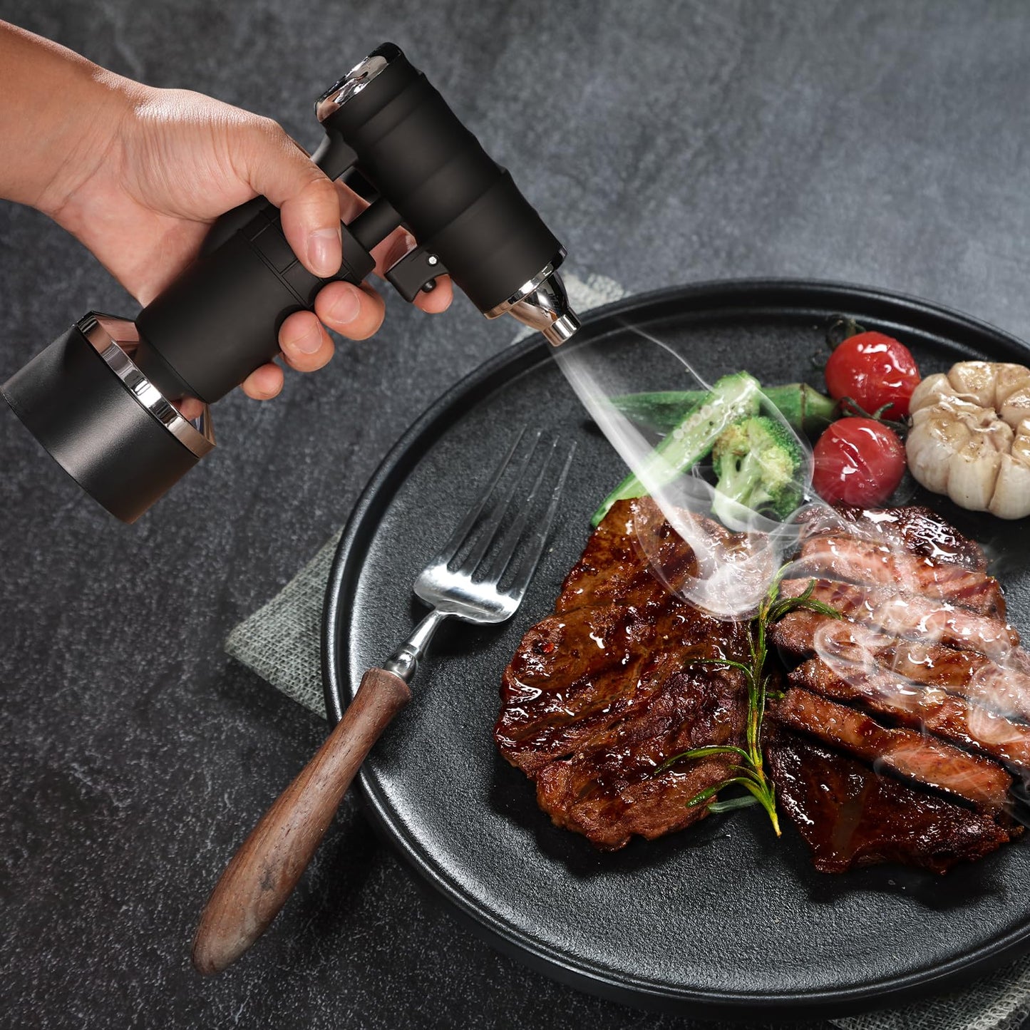 Whiskey Smoker Electric Set Bourbon Christmas Gifts for Men Old Fashioned Smoker Drink With 6 Wood Chips and 6 Whiskey Stones Food and Cocktail Smoked Kitchen Bar Tools Cool White Elephant Gifts Black