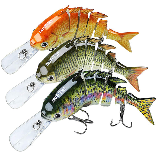 TRUSCEND Fishing Lures for Bass Trout Multi Jointed Swimbaits Slow Sinking Bionic Swimming Lures Bass Freshwater Saltwater Bass Lifelike Fishing Lures Kit (A6-3.9",0.49oz)