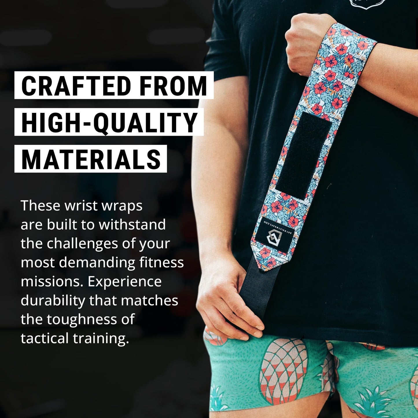 Bay Wrist Wraps Weightlifting Workout Wrist Brace - Adjustable, One Size Fits All - Comfort Wrist Wraps for Weightlifting with Thumb Loop, Lifting Wrist Straps in Black Camo - 18-inch Wrist Wrap