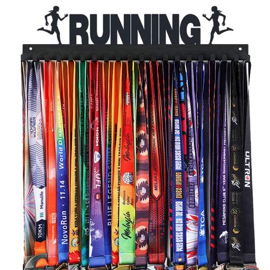 Goutoports Medal Holder Display Hanger Rack Frame for Sport Race Runner-Running Medal Hanger Display-Sturdy Black Steel Metal Over 60 Medals Easy to Install-HOL38