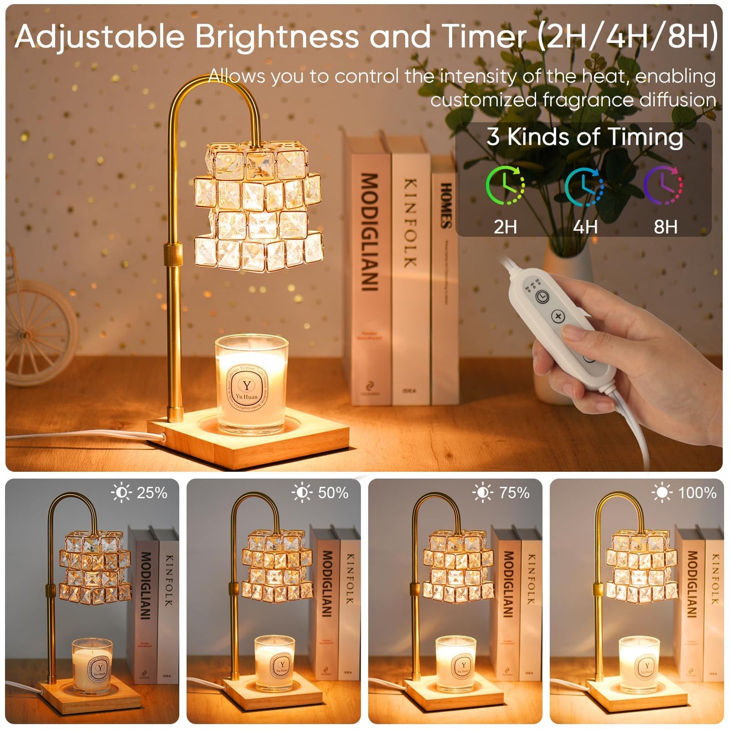 Alpharan Candle Warmer Lamp with Timer,Electric Candle Warmer Dimmable and Height Adjustable Wax Melt Warmer for Scented Wax Jar Candles,Aromatherapy Decorative Candle Heater Home Fragrance Warmer