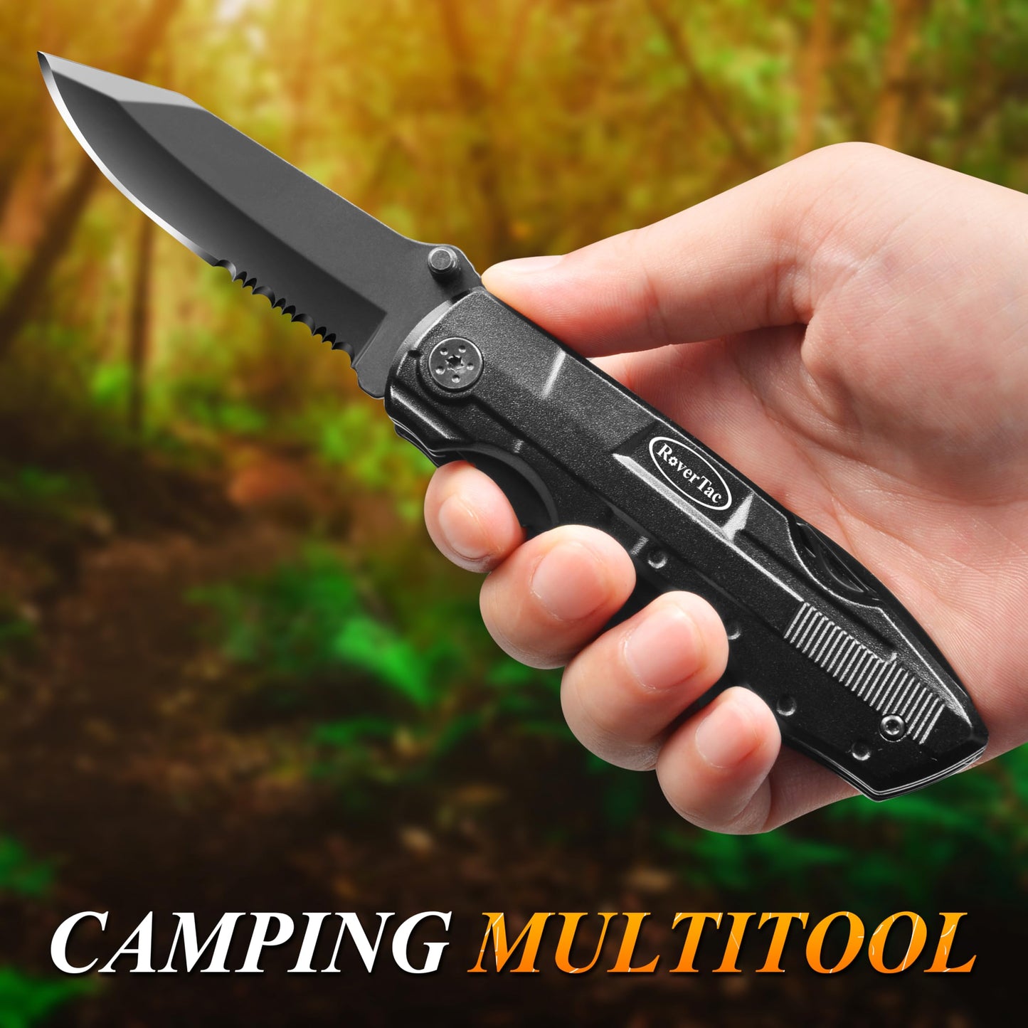 RoverTac Pocket Knife Multitool – 15-in-1 Folding Knife with Pliers, Screwdrivers & Bottle Opener – Multitool Knife with Safety Lock & Nylon Sheath for Camping, Hiking, Survival, EDC & Gifts for Men