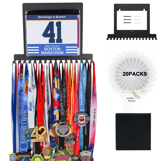 Lapetale Fashion Race Medal Holder Wall Hanger,Race Medal Hanger Display for Runners with Bib Vinyls Hooks,Marathon Race Medal Holder Display Wall Hanger,Medal Holder DisplayEasy to Use
