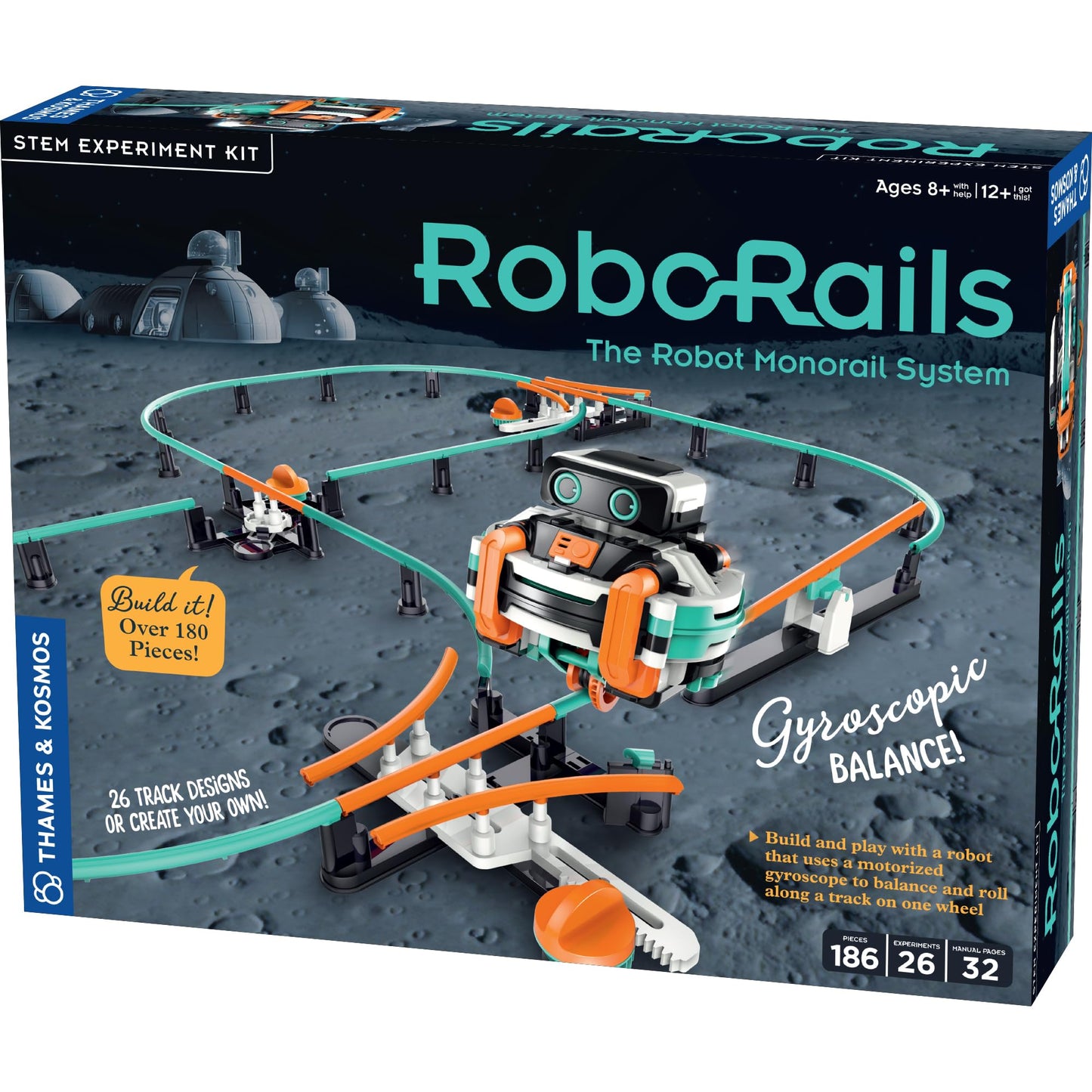 Thames & Kosmos RoboRails STEM Kit, Toy of The Year Winner, Build a Robot Monorail System w/Splitters, Cross Switch, Seesaw Mechanism, Modern-Day Model Train Set, Explore Physics, Gyroscopic Forces