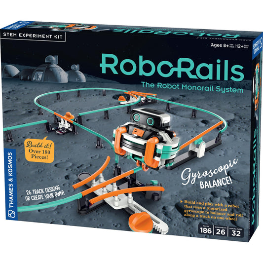 Thames & Kosmos RoboRails STEM Kit, Toy of The Year Winner, Build a Robot Monorail System w/Splitters, Cross Switch, Seesaw Mechanism, Modern-Day Model Train Set, Explore Physics, Gyroscopic Forces