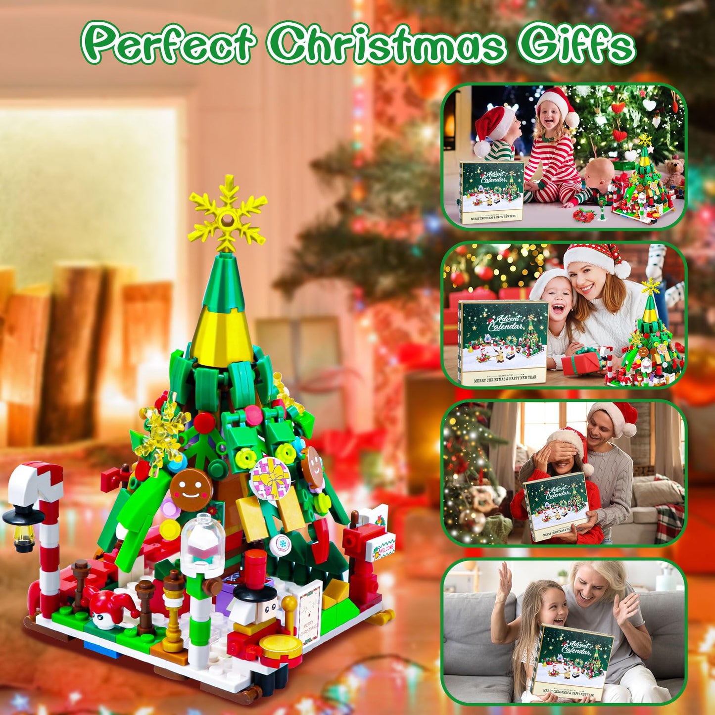 Advent Calendar 2025 Christmas Tree and Street Building Blocks Set for Toddler Kids Teen Adults, 24 Days 12-in-1 Christmas Countdown Advent Calendars for Boys Girls Women Men Holiday Gift Ideas