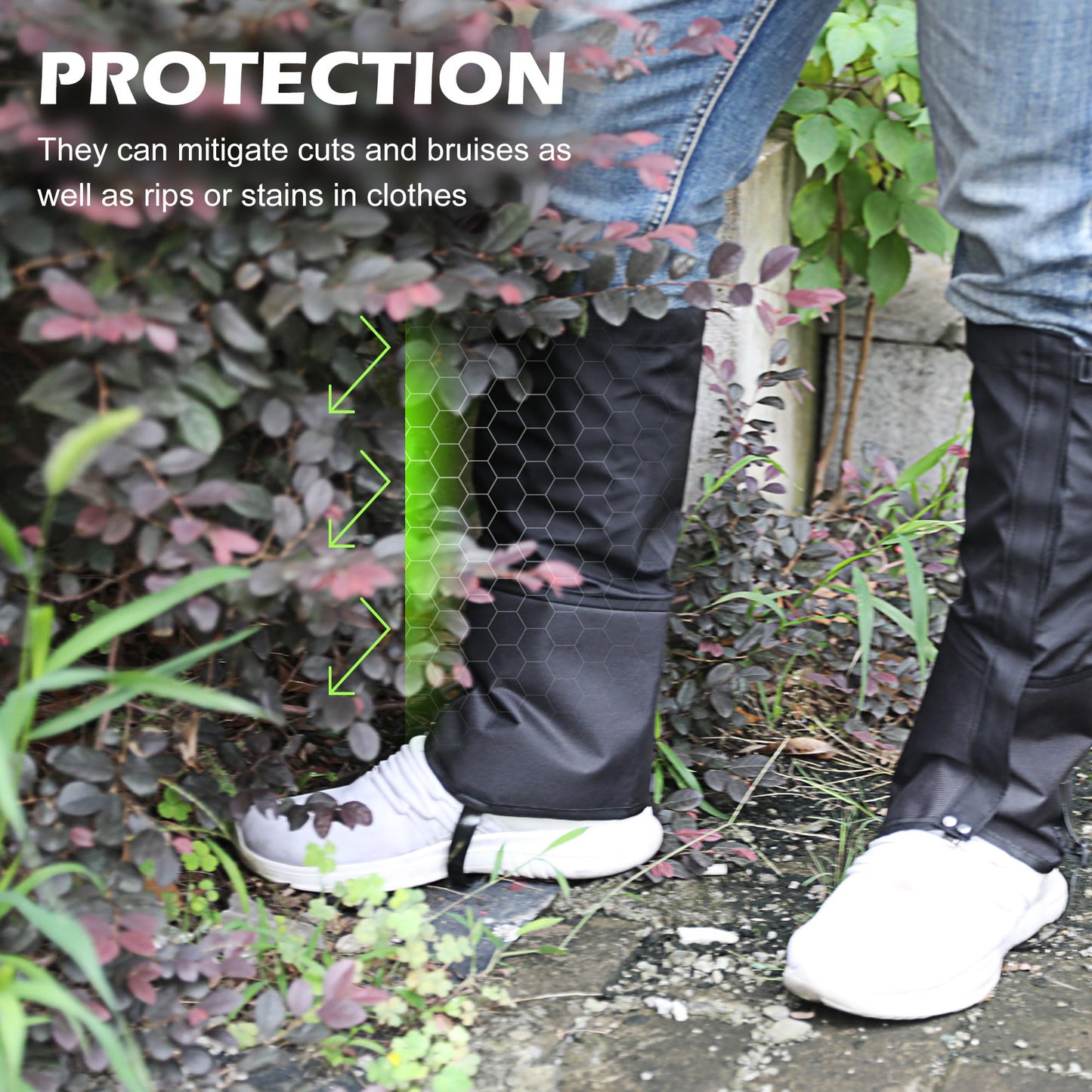Tlswshsy Trimmer Brush Leg Gaiters-Waterproof Leg Guards for Trimming-Adjustable Lawn Care Leg Protection for Men and Women (Black)