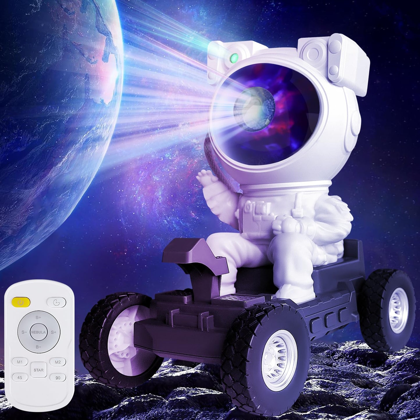 Astronaut Galaxy Star Projector Night Light, 360° Space Man Lunar Rover Buddy Starry Nebula Ceiling Projector Sky LED Starlight Planetarium Spaceman Projector Lamp Kids Room Adults Bedroom Decor Gifts